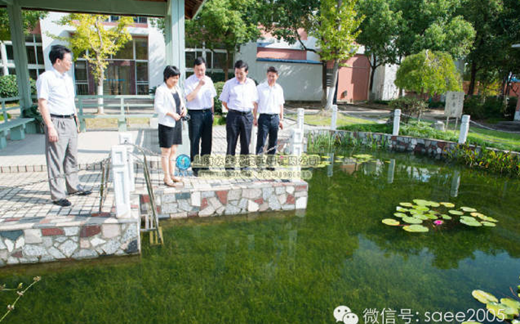 上海海洋大学党委书记吴嘉敏一行参观视察了上海水生承建的大团中学景观湖项目